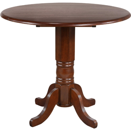 Andrews 42" Round Drop Leaf Counter Dining Table in Chestnut Brown