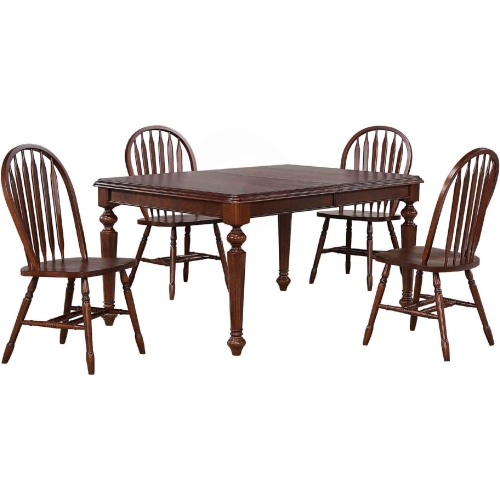 Andrews 5 Piece 76" Extension Butterfly Leaf Dining Set in Chestnut Brown