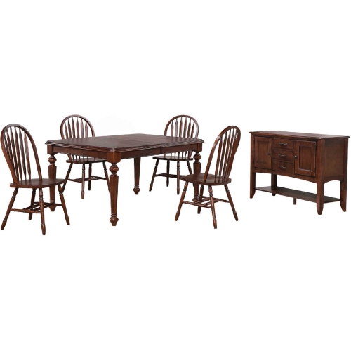 Andrews 6 Piece 76" Extension Butterfly Leaf Dining Set in Chestnut Brown