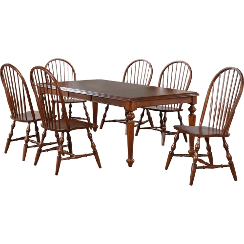 Andrews 7 Piece 76" Extension Dining Set in Chestnut Brown