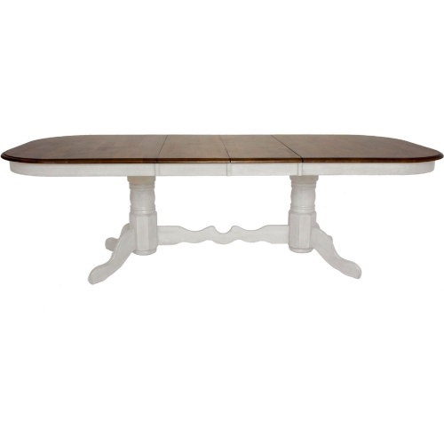 Andrews 96" Oval Extension Dining Table in Antique White & Chestnut Brown