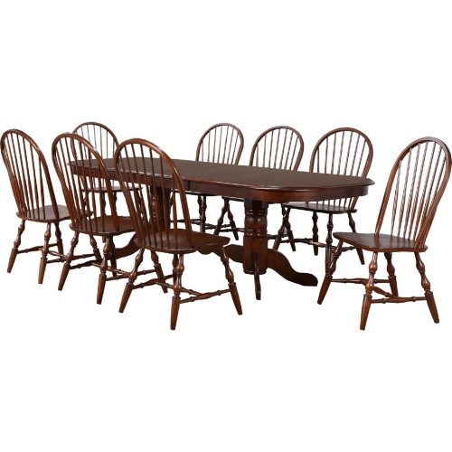 Andrews 9 Piece 96" Oval Extension Dining Set in Chestnut Brown