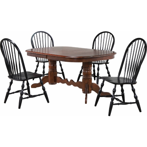 Andrews 5 Piece 96" Oval Extension Dining Set in Chestnut Brown