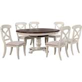 Andrews 7 Piece 48" Round to 66" Oval Dining Set in Antique White & Brown