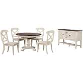 Andrews 6 Piece 48" Round to 66" Oval Dining Set in Antique White & Brown