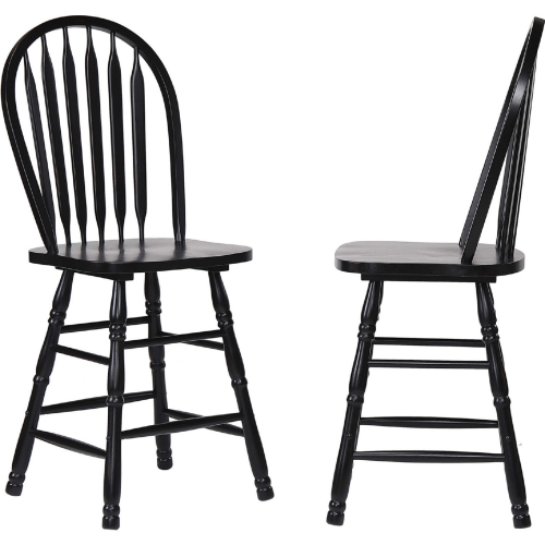 Selections Arrowback 24" Counter Stool in Distressed Black Wood (Set of 2)