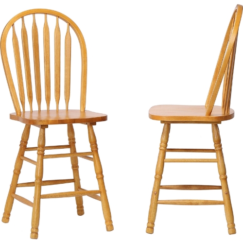 Selections Arrowback 24" Counter Stool in Light Oak Wood (Set of 2)