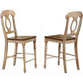 Brook Napoleon Counter Stool in Wheat & Brown Wood (Set of 2)