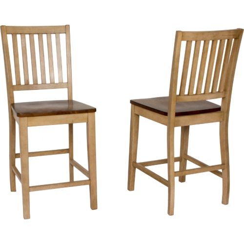 Brook Slat Back Counter Stool in Wheat & Brown Wood (Set of 2)