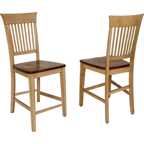 Brook Fancy Slat Counter Stool in Distressed Wheat & Brown (Set of 2)