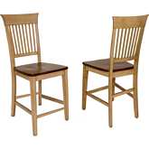 Brook Fancy Slat Counter Stool in Distressed Wheat & Brown (Set of 2)