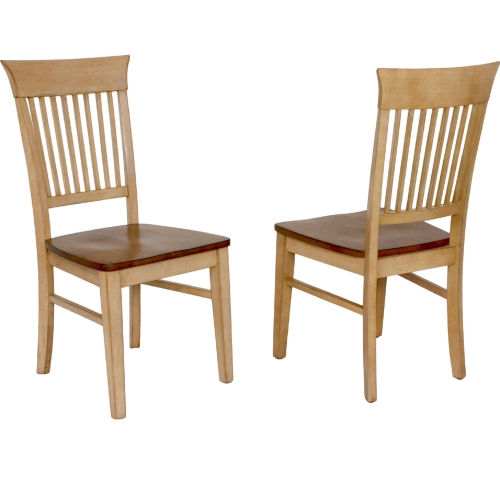 Brook Fancy Slat Dining Chair in Distressed Wheat & Brown (Set of 2)