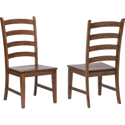 Simply Brook Ladder Back Dining Chair in Brown Wood (Set of 2)