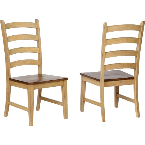 Brook Ladder Back Dining Chair in Wheat & Brown Wood (Set of 2)