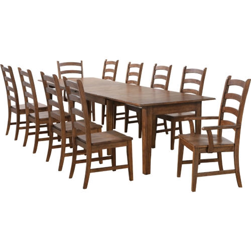 Simply Brook 11 Piece 134" Extension Dining Set in Brown Wood