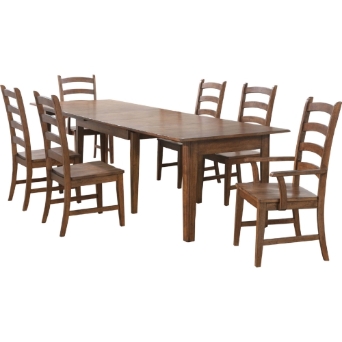 Simply Brook 7 Piece 134" Extension Dining Set in Amish Brown