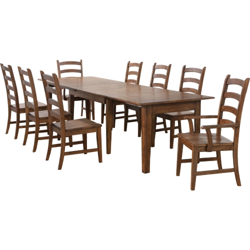 Simply Brook 9 Piece 134" Extension Dining Set in Brown Wood