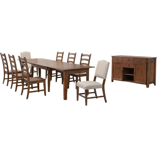 Simply Brook 10 Piece 134" Extension Dining Set in Brown Wood