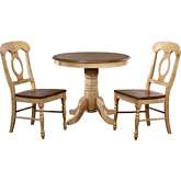 Brook 3 Piece 36" Round Dining Set in Distressed Wheat & Brown