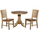 Brook 3 Piece 36" Round Dining Set in Distressed Wheat & Brown