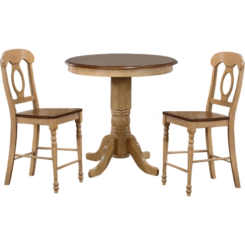 Brook 3 Piece 36" Round Counter Dining Set in Distressed Wheat & Brown