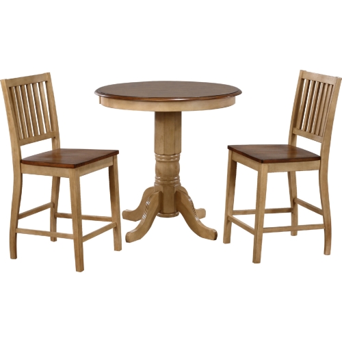 Brook 3 Piece 36" Round Counter Dining Set in Distressed Wheat & Brown