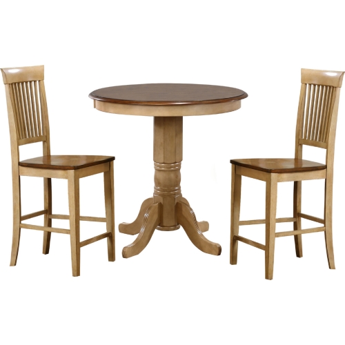 Brook 3 Piece 36" Round Counter Dining Set in Distressed Wheat & Brown