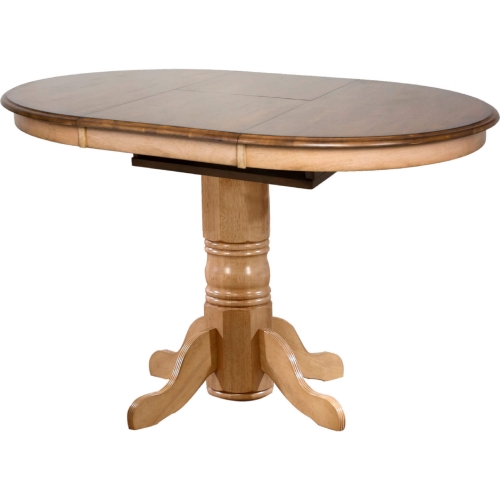 Brook 42" Round to 60" Oval Counter Dining Table in Distressed Wheat & Brown