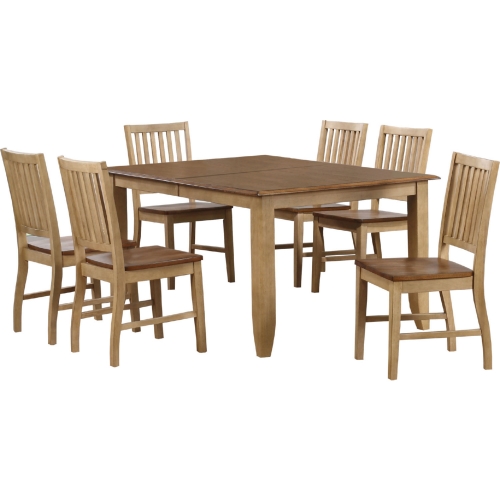 Brook 7 Piece 72" Dining Set in Distressed Wheat & Brown