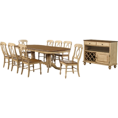 Brook 10 Piece 96" Oval Extension Dining Set in Distressed Wheat & Brown