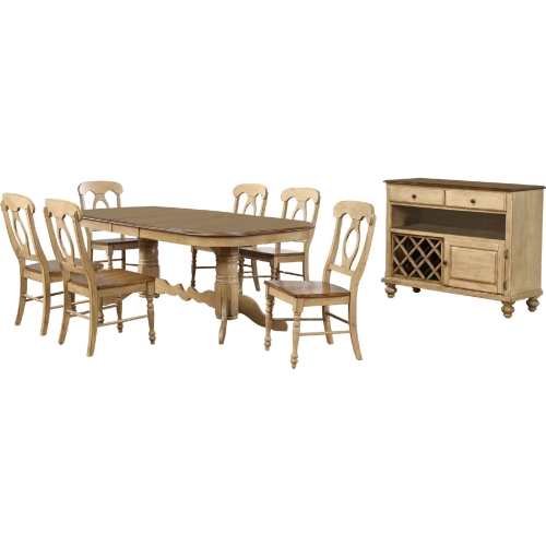 Brook 8 Piece 96" Oval Dining Set in Distressed Wheat & Brown