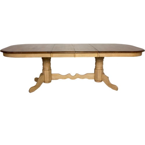 Brook 96" Oval Extension Dining Table in Distressed Wheat & Brown