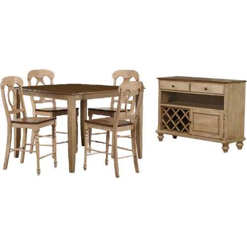 Brook 6 Piece 48" Square Counter Dining Set in Distressed Wheat & Brown