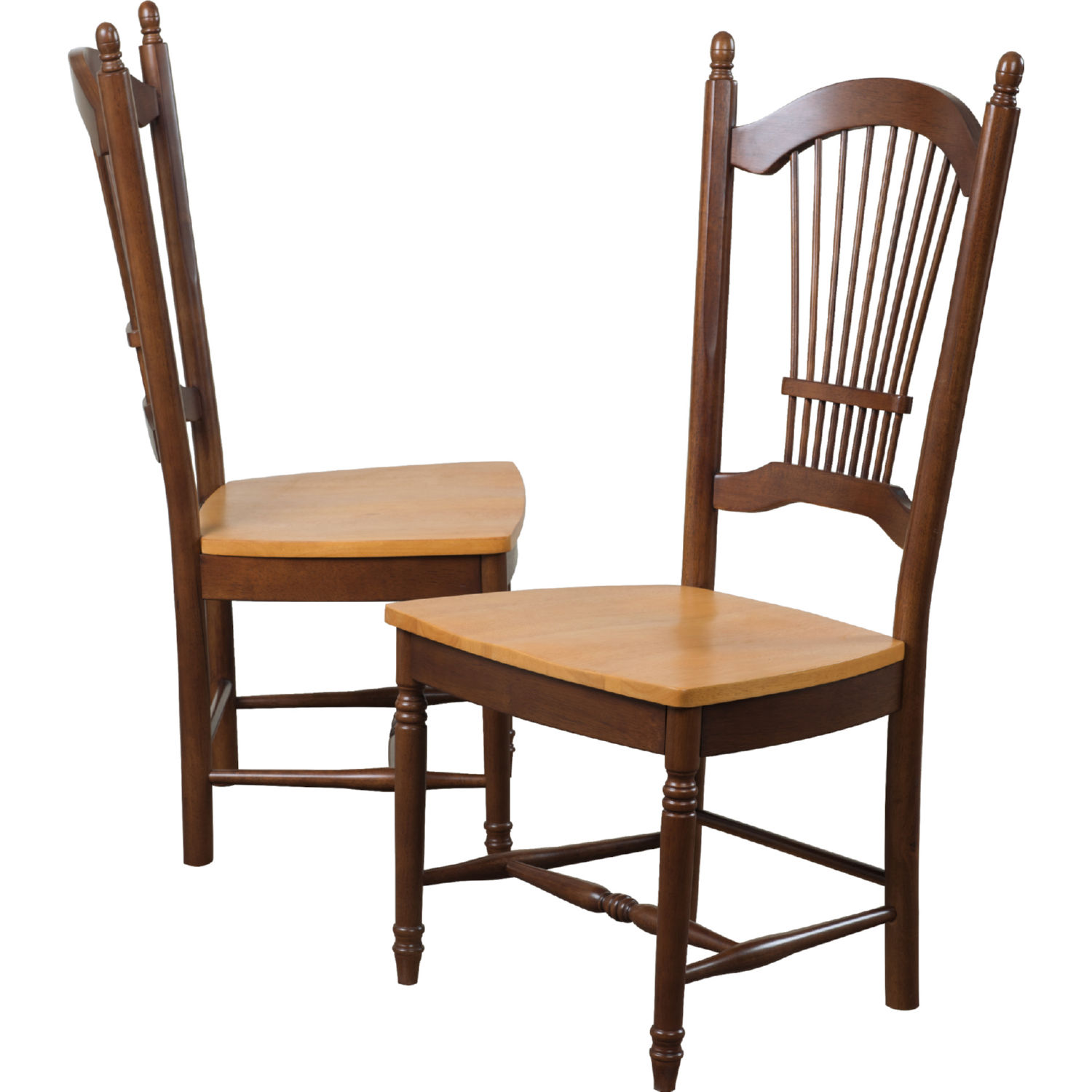 Open-Back Wood Dining Chairs, Warm Natural Tone (Set of 2) Loon Peak