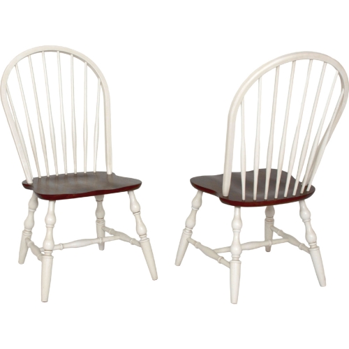 Andrews Windsor Spindleback Dining Chair in Antique White & Brown (Set of 2)