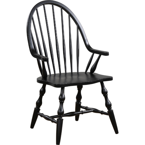 Selections Windsor Spindleback Dining Arm Chair in Antique Black (Set of 2)