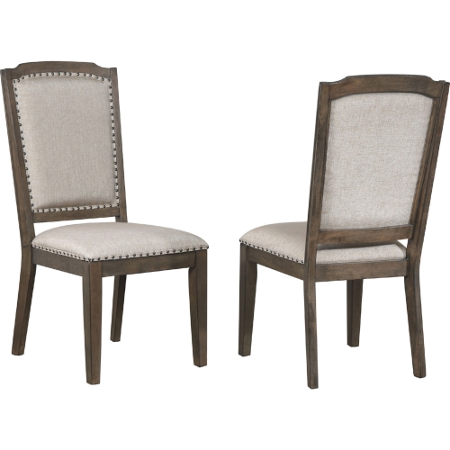 Cali Dining Chair in Brown Wood & Gray Fabric (Set of 2)