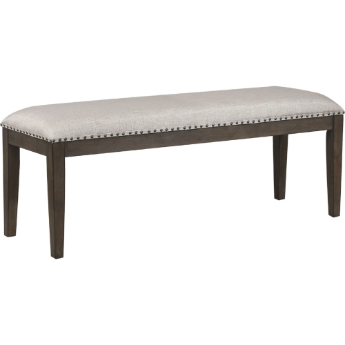 Cali 50" Dining Bench in Brown Wood & Gray Fabric