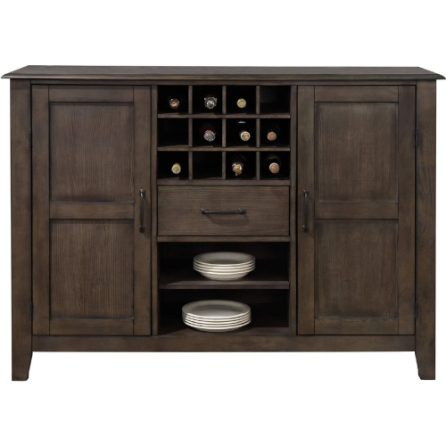 Cali Server w/ Wine Storage in Brown Wood