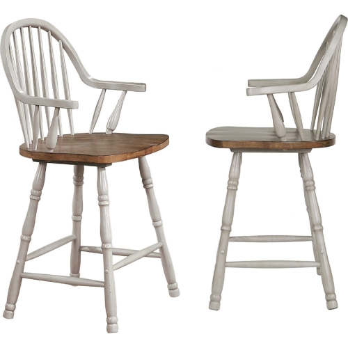 Country Grove 24" Windsor Counter Stool in Distressed Gray & Brown (Set of 2)