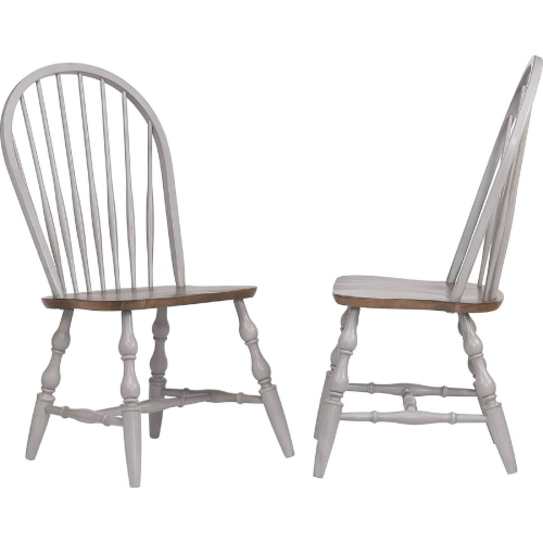 Country Grove Windsor Dining Chair in Distressed Gray & Brown Wood (Set of 2)