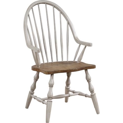 Country Grove Windsor Dining Arm Chair in Distressed Gray & Brown (Set of 2)