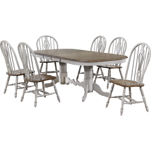 Country Grove 7 Piece Extension Dining Set in Distressed Gray & Brown