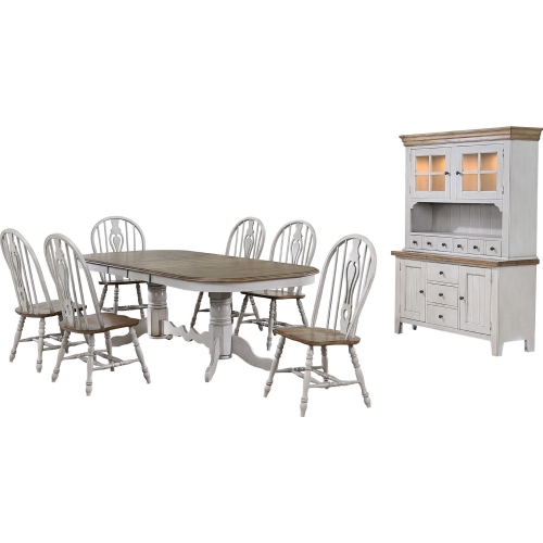 Country Grove 8 Piece Extension Dining Set in Distressed Gray & Brown