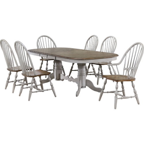 Country Grove 7 Piece Extension Dining Set in Distressed Gray & Brown