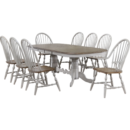 Country Grove 9 Piece Extension Dining Set in Distressed Gray & Brown