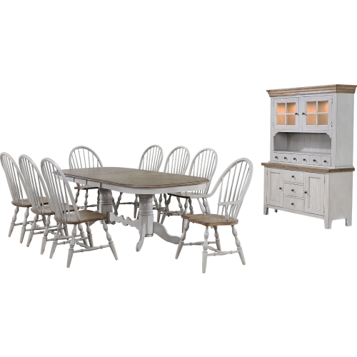 Country Grove 10 Piece Extension Dining Set in Gray & Brown Wood