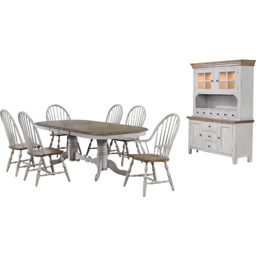 Country Grove 8 Piece Extension Dining Set in Distressed Gray & Brown