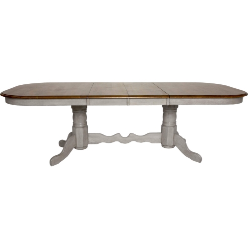 Country Grove 96" Oval Extension Dining Table in Distressed Gray & Brown