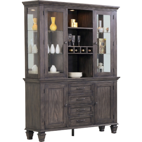 Shades of Gray Lighted China Cabinet in Weathered Gray